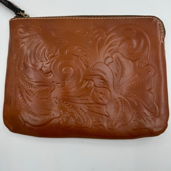 Patricia Nash Handbags - Patrica Nash CassinEmbossed Leather Wristlet Clutch Bag With Zipper & Wrist Stra